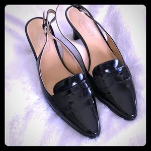 Talbots patent leather slingback loafers. Worn 1x